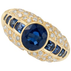 Anello con zaffiro e diamante in oro 18 carati