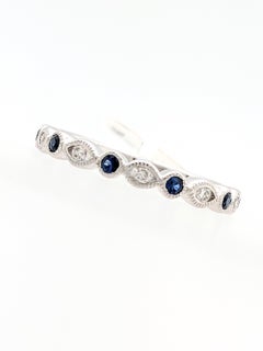 18 Karat Gold Sapphire and Diamond Stackable Anniversary Wedding Band Ring