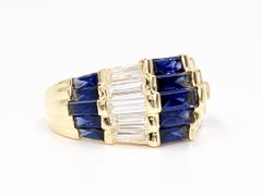 18 Karat Gold Sapphire and Diamond Wide Band