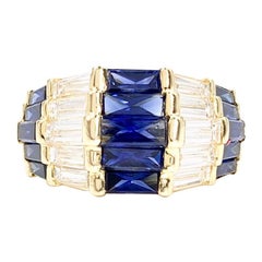18 Karat Gold Sapphire and Diamond Wide Band