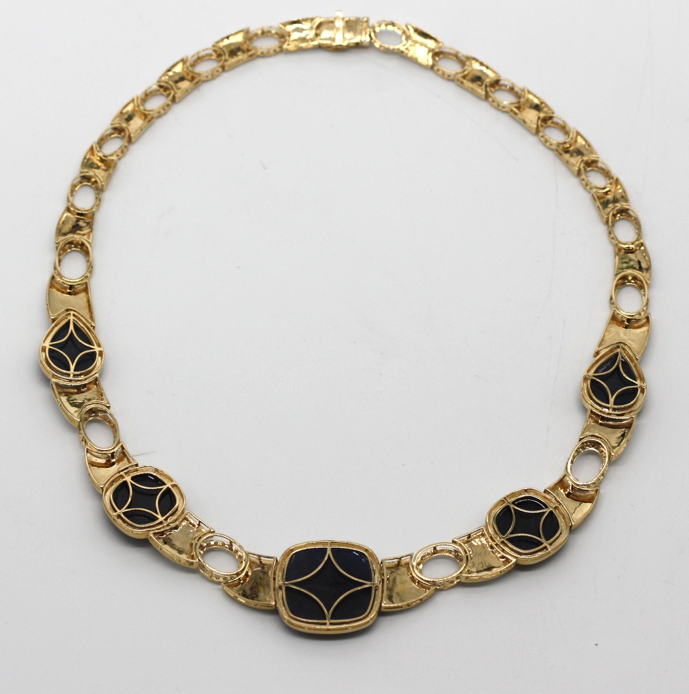 Bead  18 Karat Gold, Sapphire, Diamond and Enamel Necklace