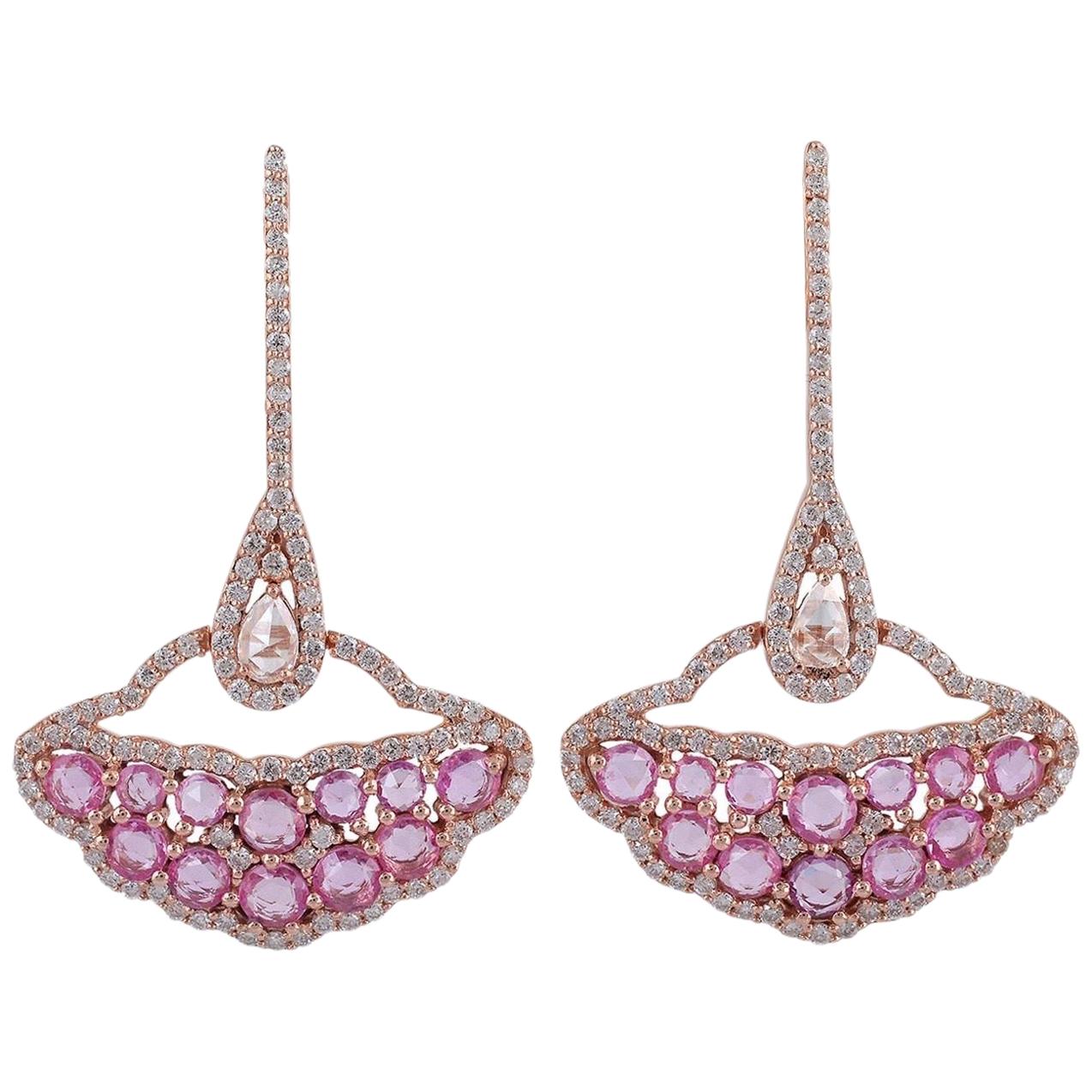 18 Karat Gold Sapphire Diamond Earrings