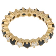 Sapphire & Diamond Eternity Ring 18 Karat Yellow Gold