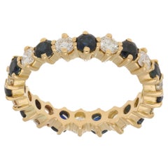 Sapphire & Diamond Eternity Ring 18 Karat Yellow Gold