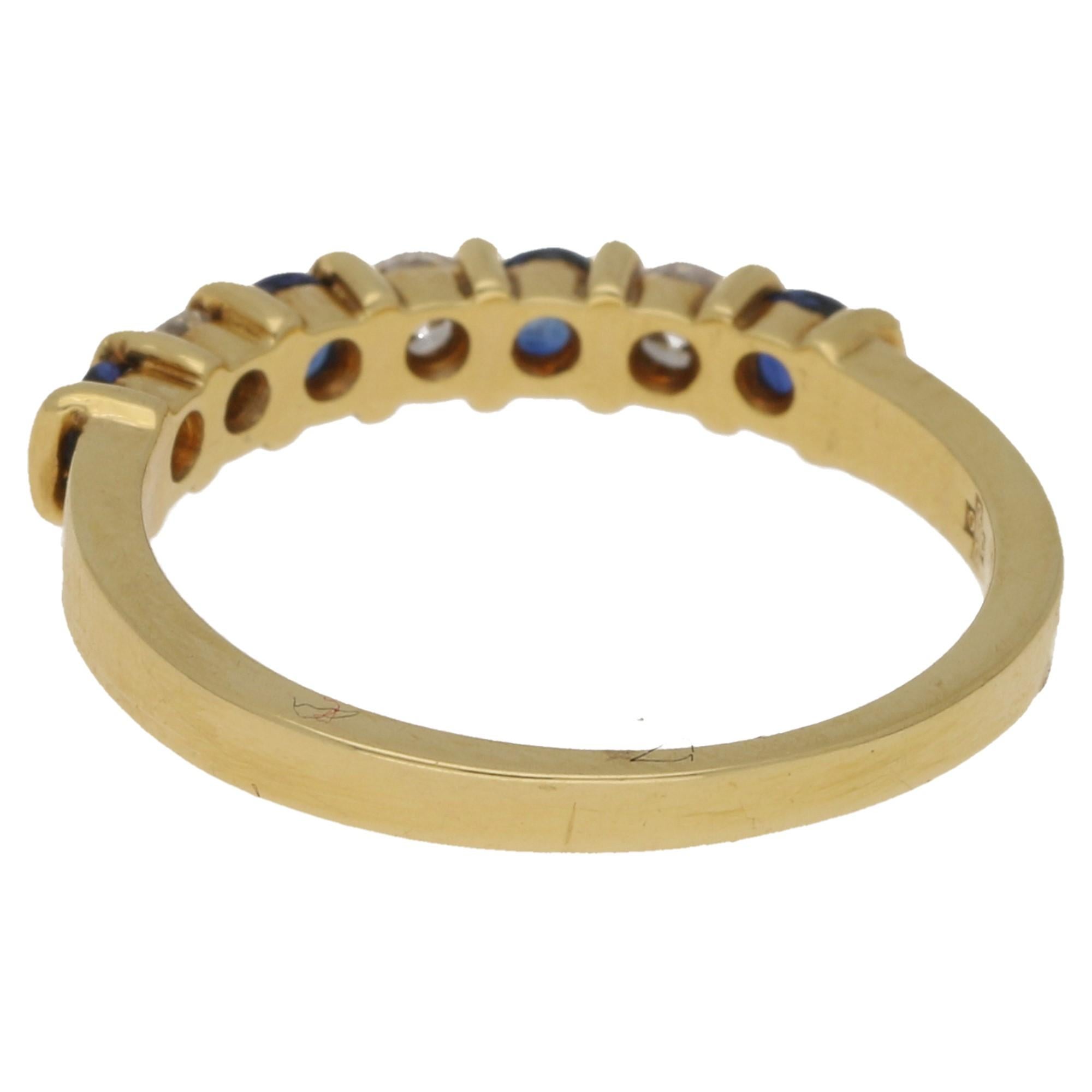 18 Karat Gold Sapphire Diamond Half Eternity Ring In Excellent Condition In London, GB
