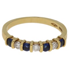 18 Karat Gold Sapphire Diamond Half Eternity Ring