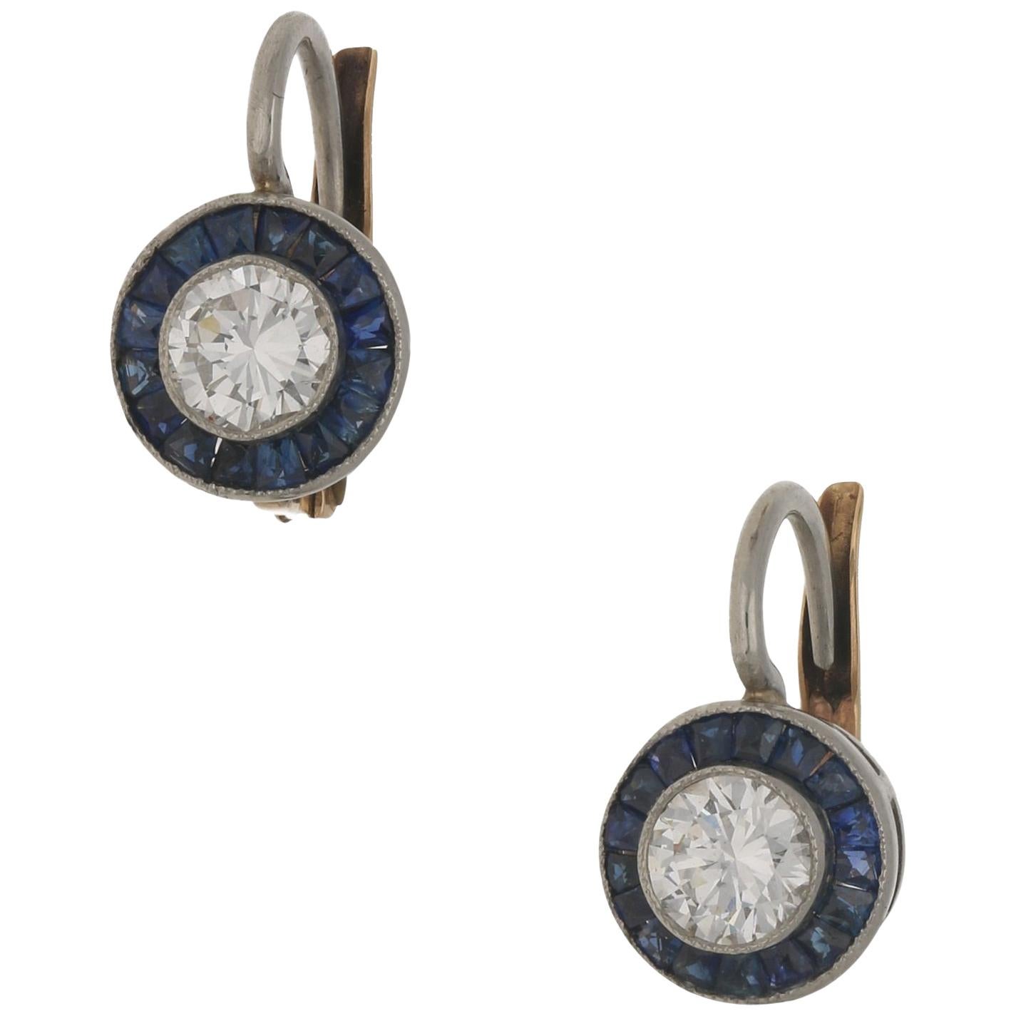 18 Karat Gold Sapphire Diamond Target Earrings