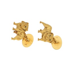18 Karat Gold Sapphire Dog Cufflinks