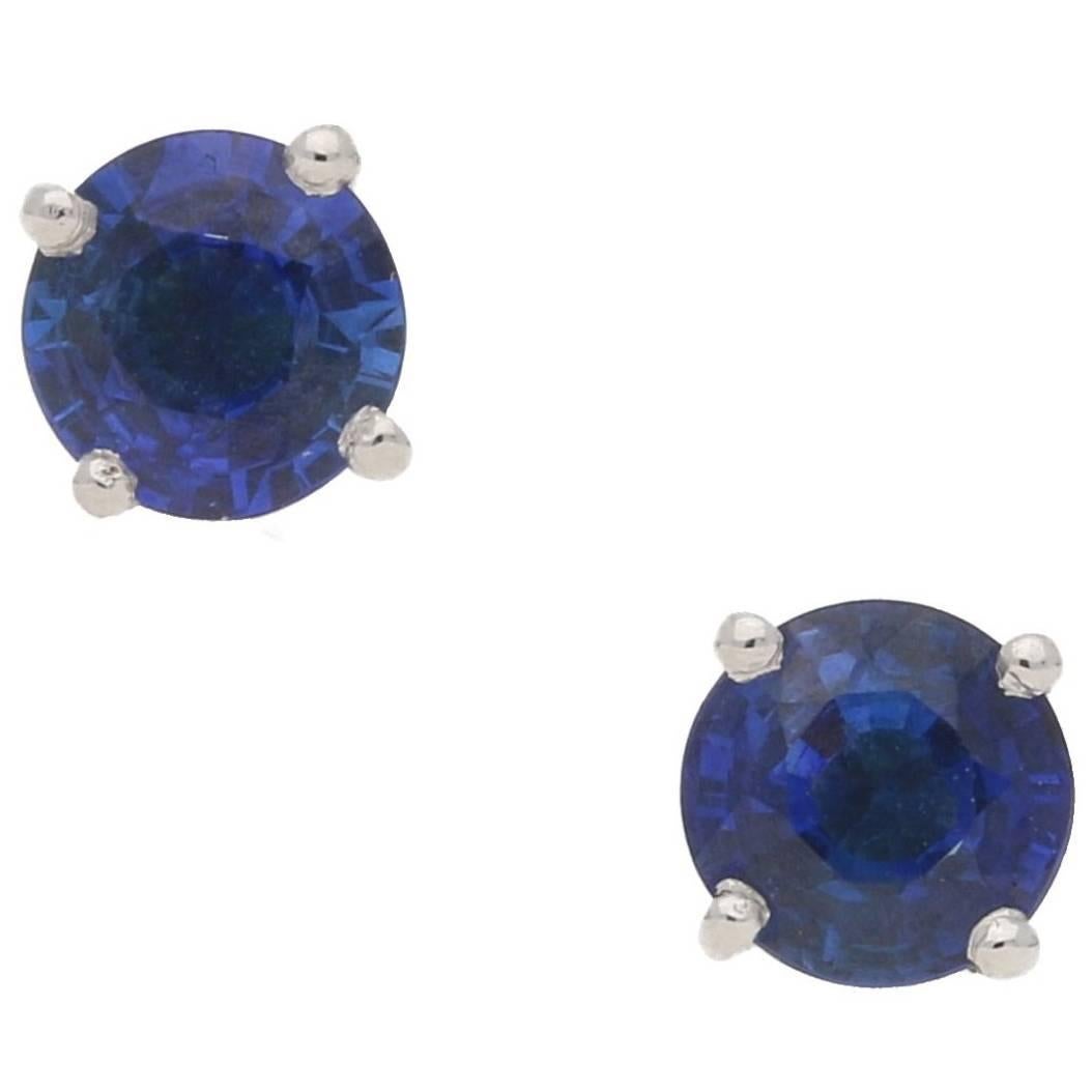 18 Karat Gold Sapphire Stud Earrings