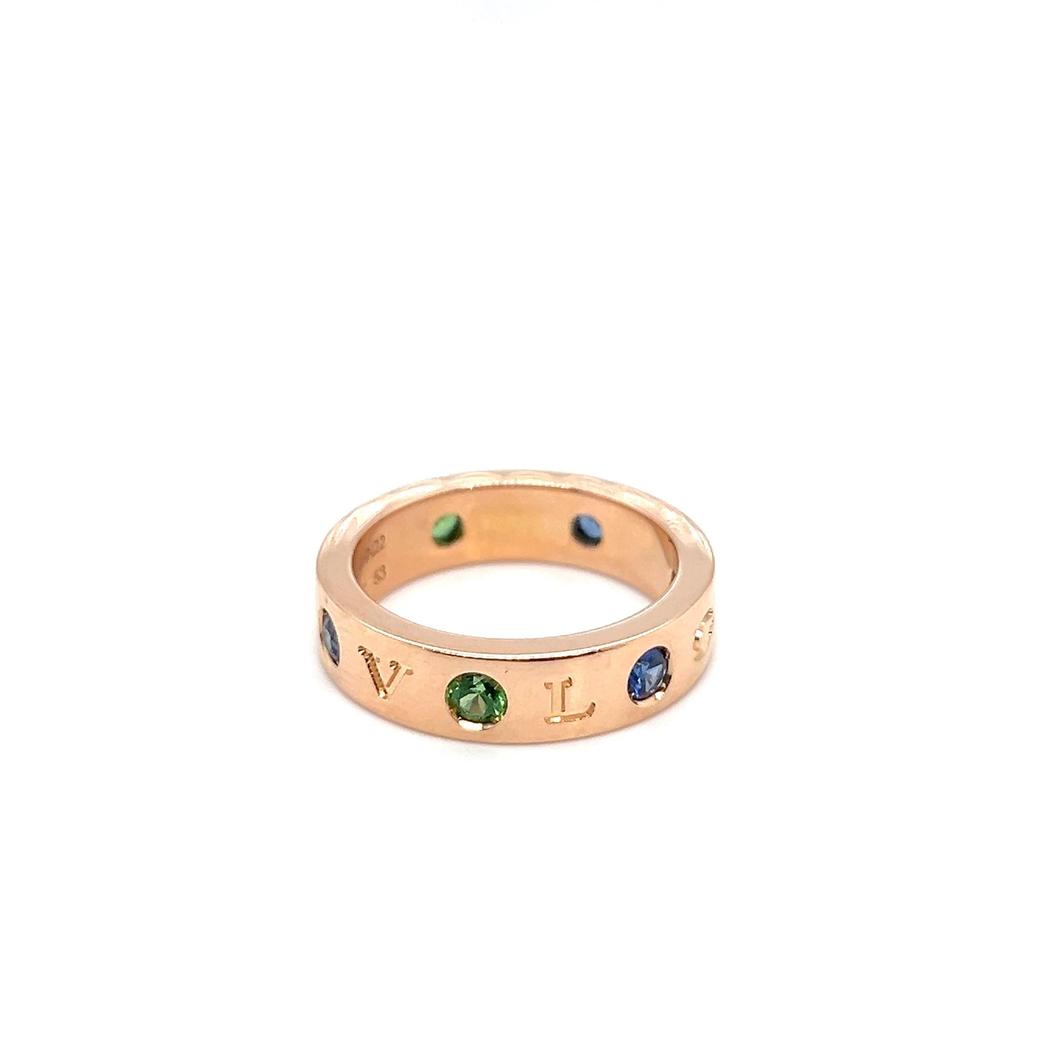 Contemporary 18 Karat Gold, Sapphire, Tsavorite and Diamond Ring by Bvlgari