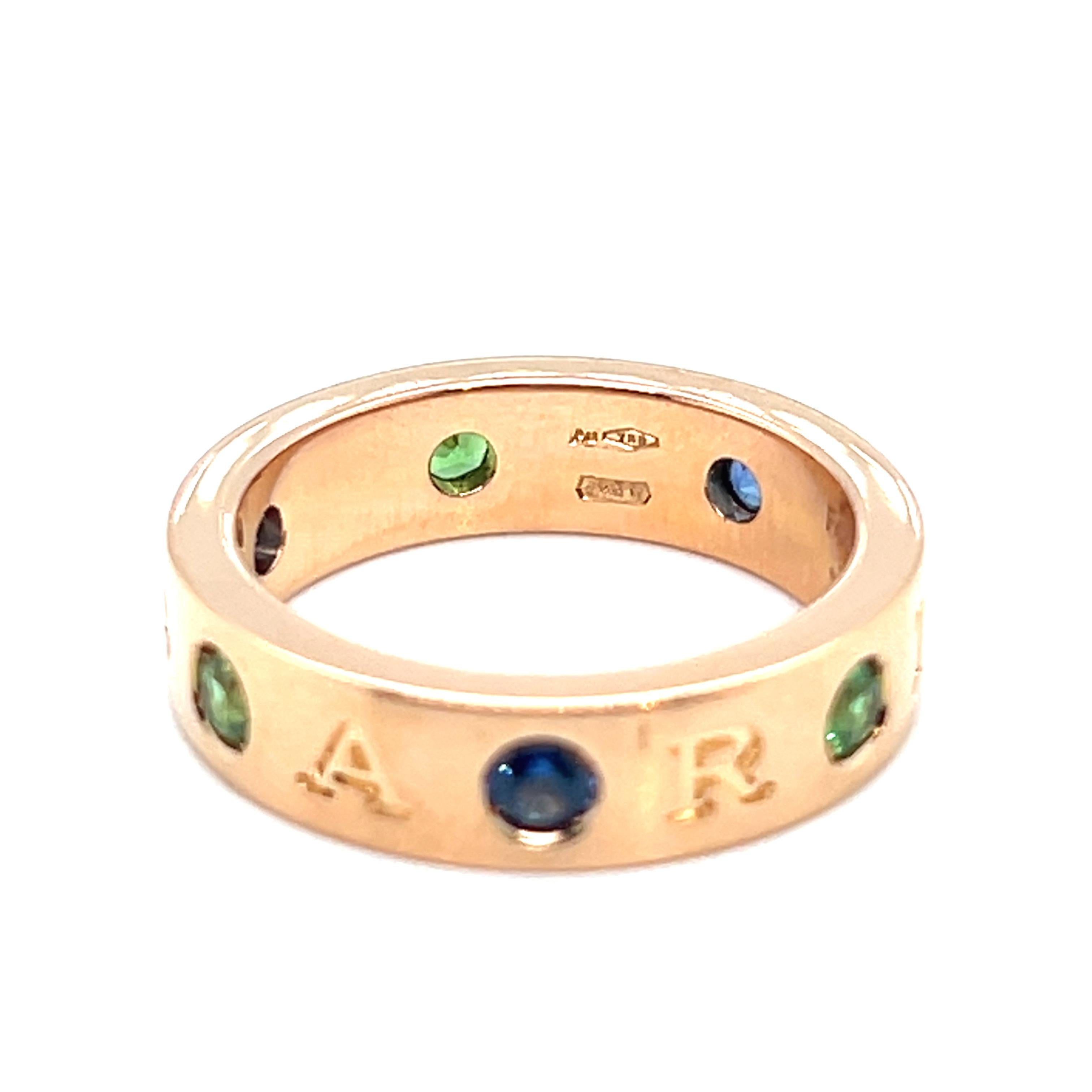 18 Karat Gold, Sapphire, Tsavorite and Diamond Ring by Bvlgari In Good Condition In Zurich, CH