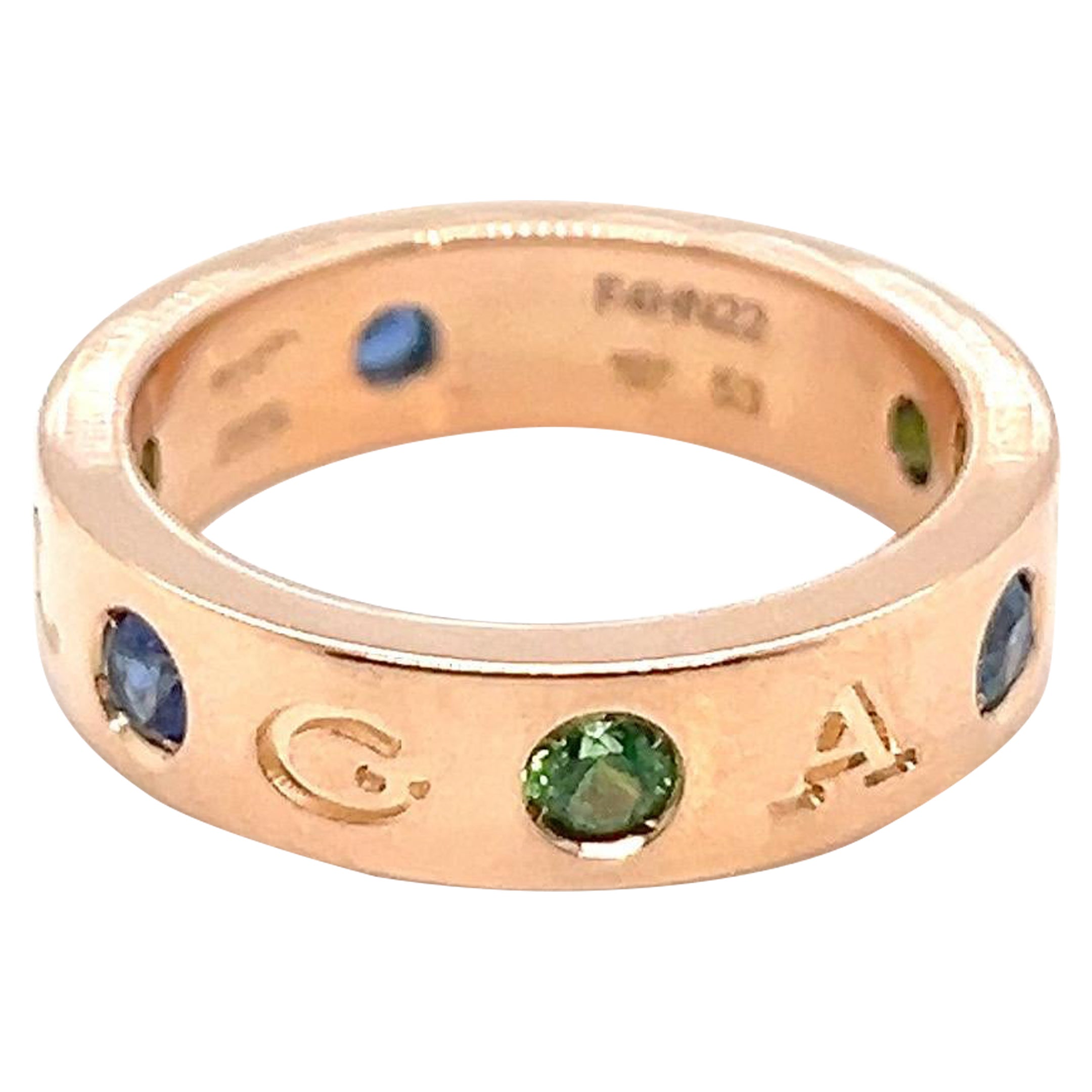 18 Karat Gold, Sapphire, Tsavorite and Diamond Ring by Bvlgari