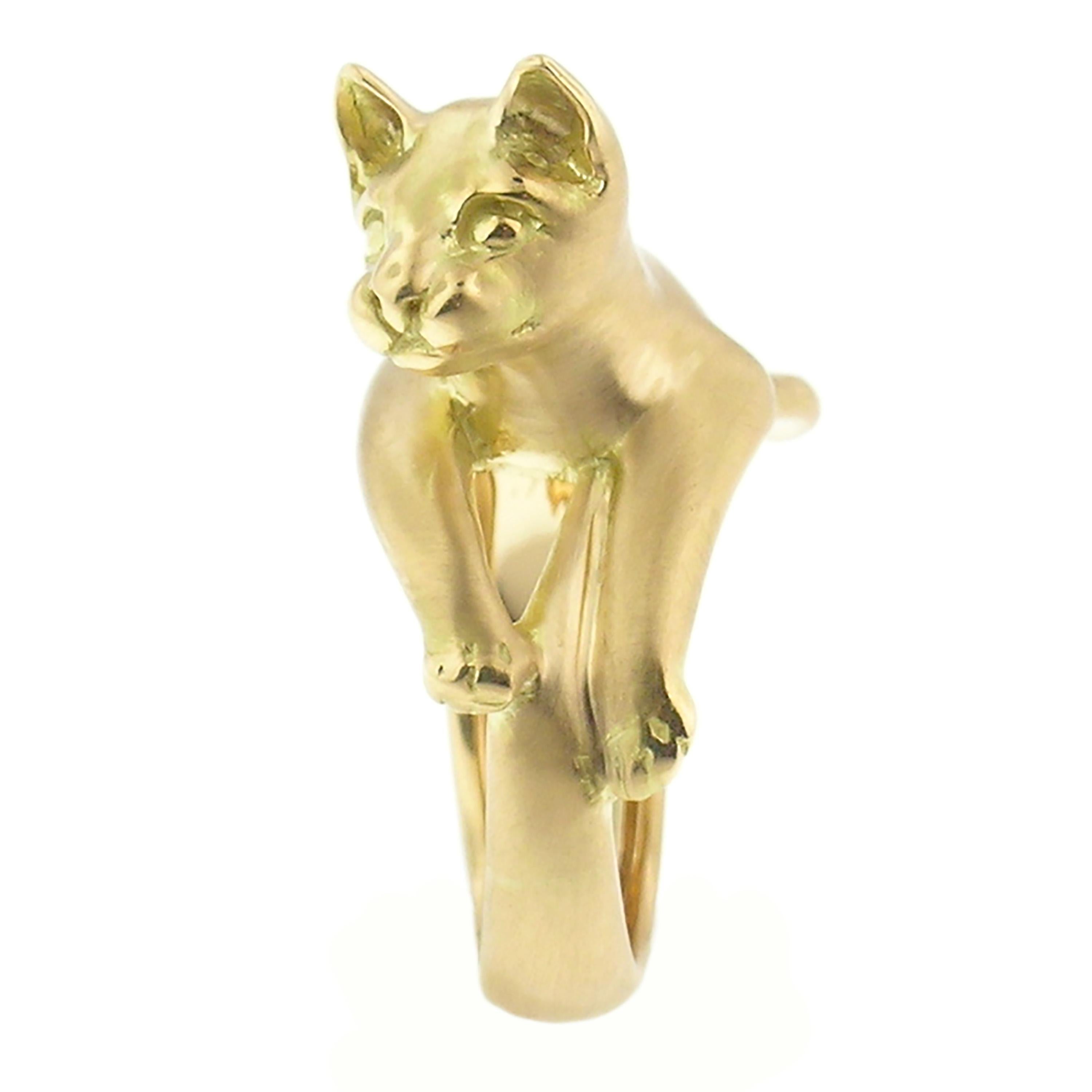 Dan Peligrad Skulpturaler Katzenring aus 18 Karat Gold Damen