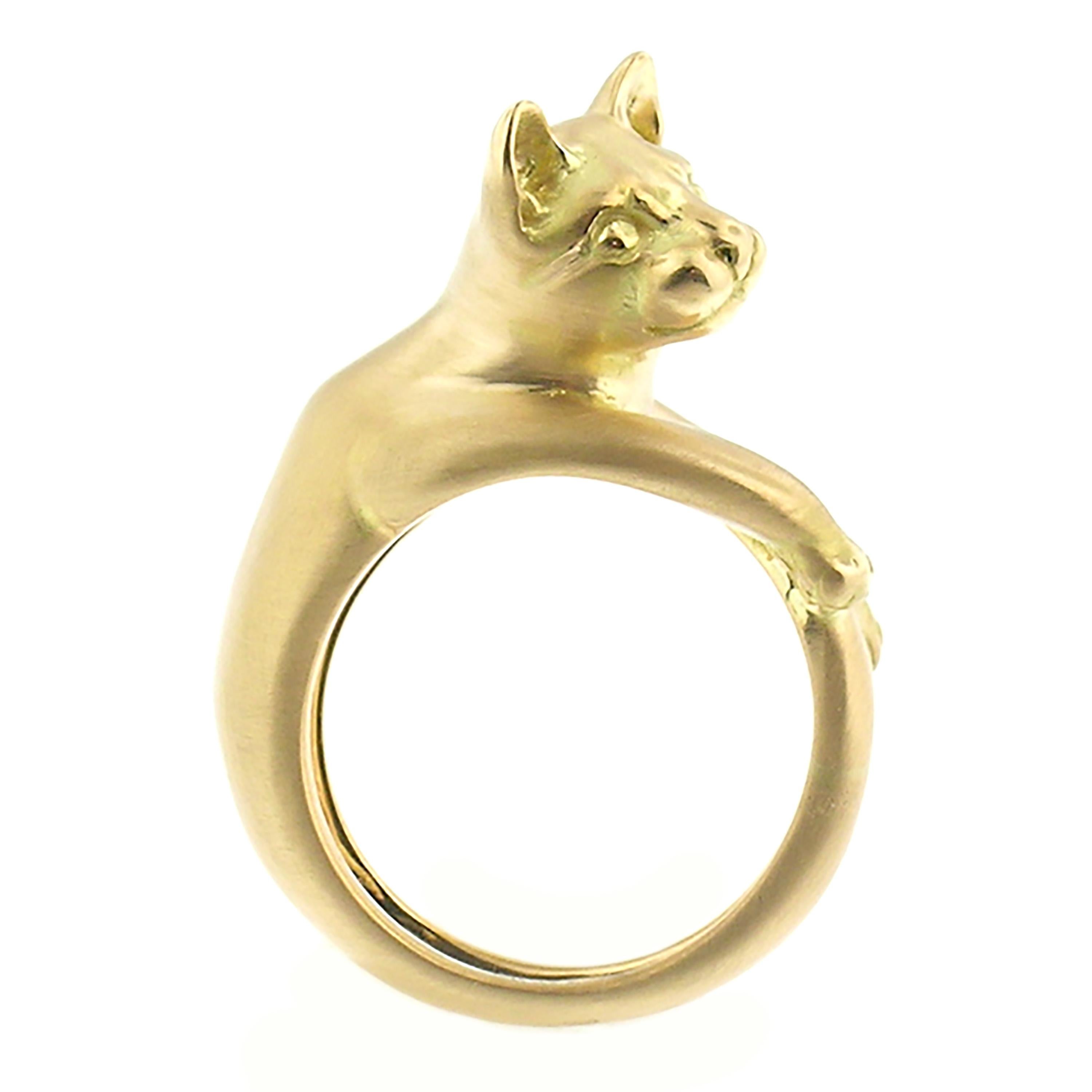 Women's Dan Peligrad 18 Karat Gold Sculptural Cat Ring