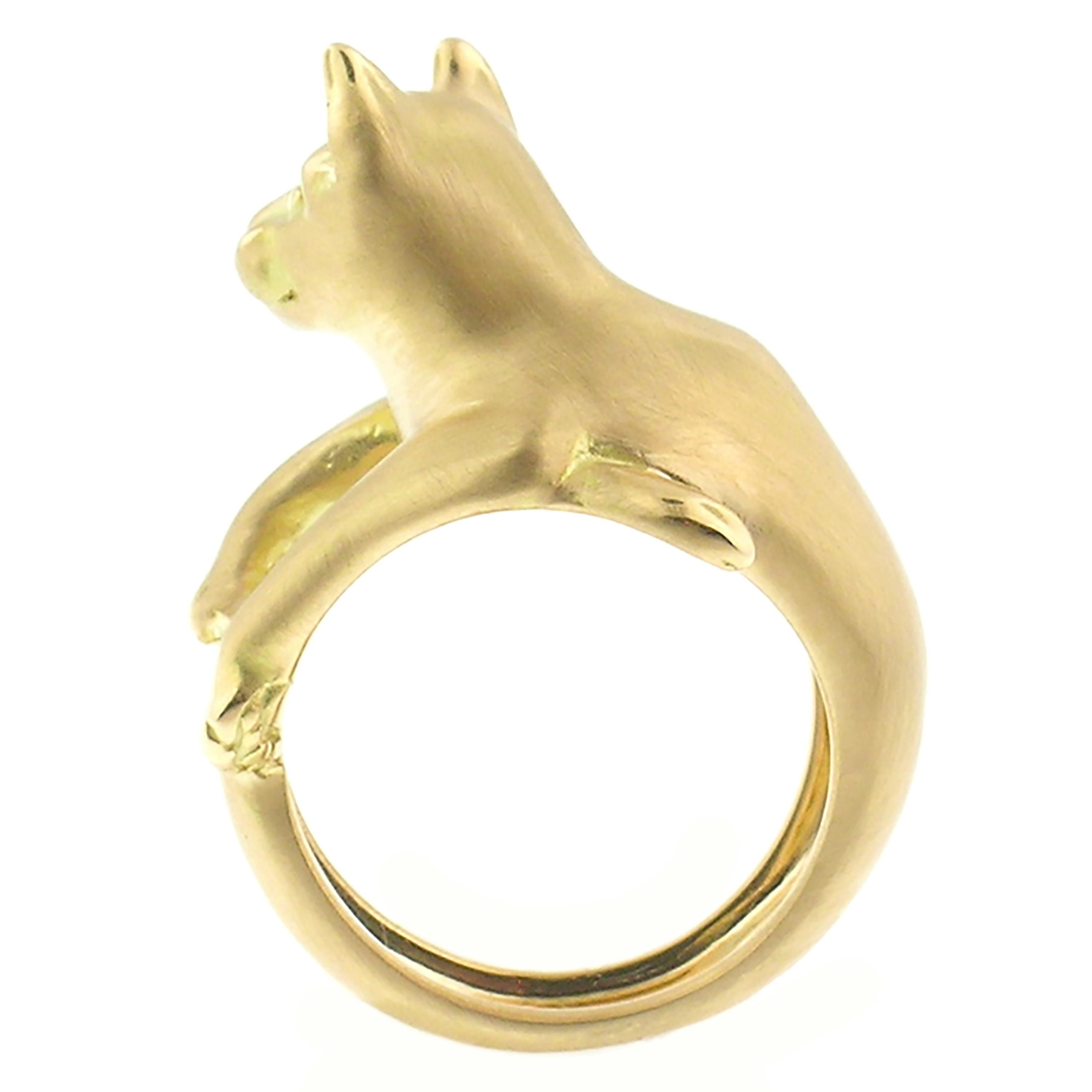 Dan Peligrad 18 Karat Gold Sculptural Cat Ring 1