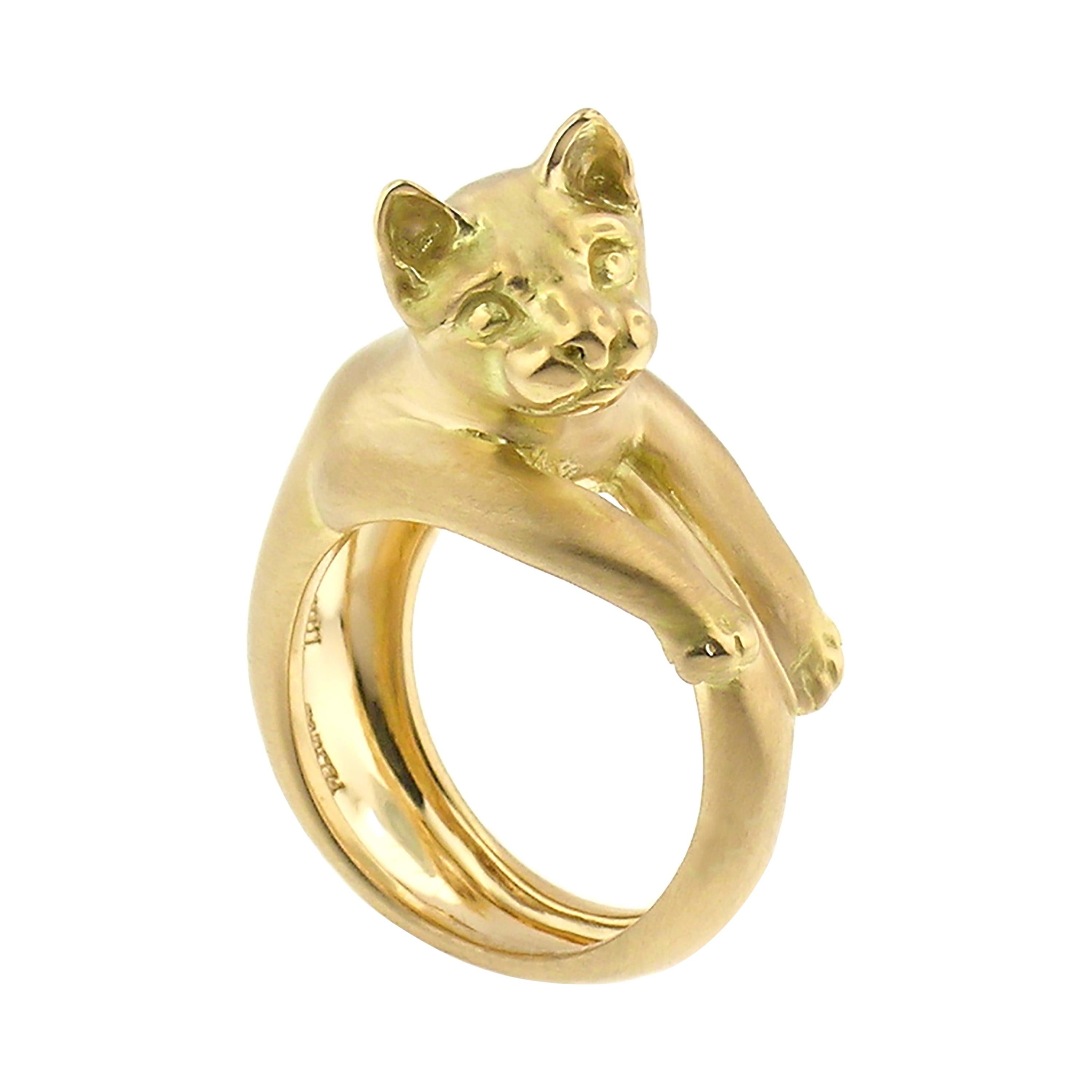 Dan Peligrad 18 Karat Gold Sculptural Cat Ring