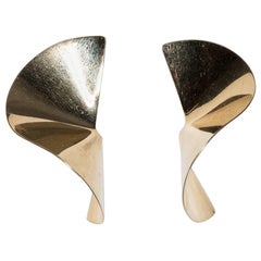 18 Karat Gold Sculptural Earrings, Midcentury