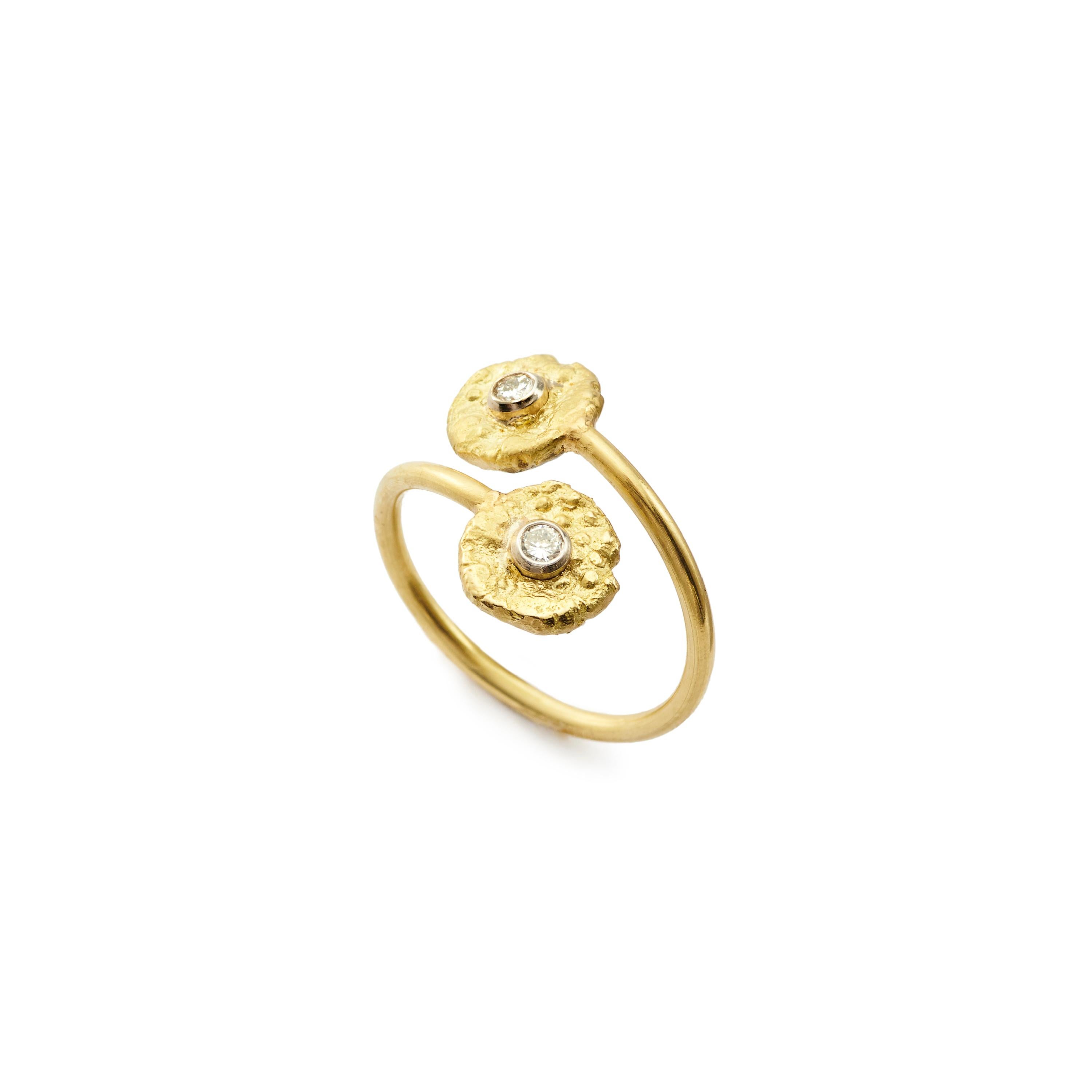 Brilliant Cut Susan Lister Locke 18 Karat Gold “Seaquin” Bypass Ring with 0.25 Carat Diamonds For Sale