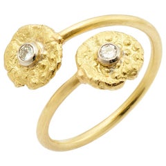 Susan Lister Locke 18 Karat Gold “Seaquin” Bypass Ring with 0.25 Carat Diamonds