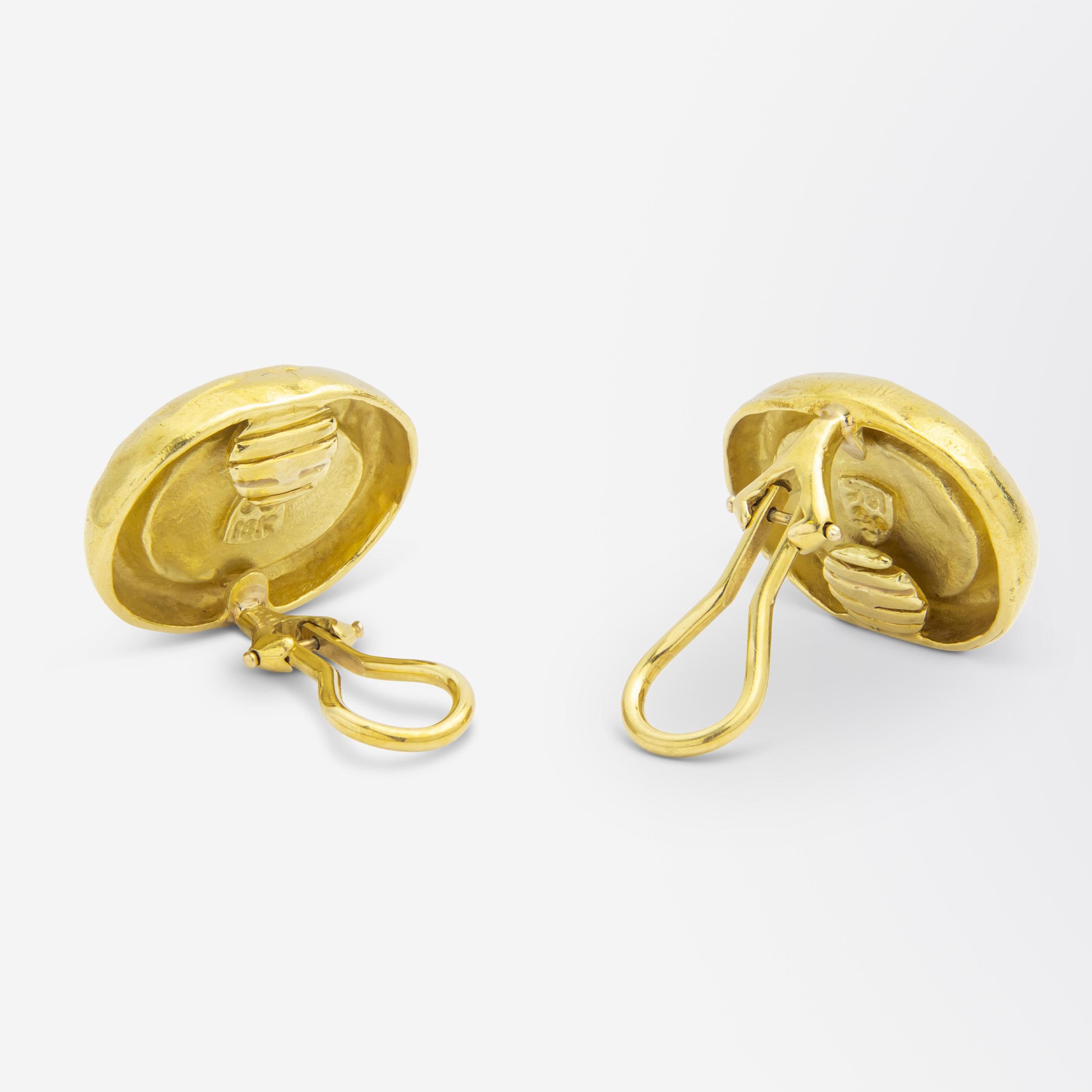 Women's or Men's 18 Karat Gold Seidengang 'Odyssey' Clip Earrings For Sale