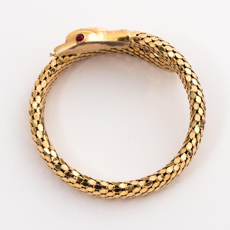 18 Karat Gold Serpent Bracelet with Ruby Eyes at 1stDibs gold snake