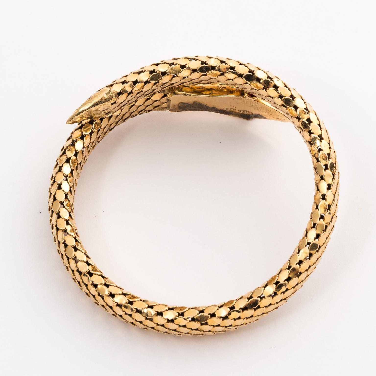 gold snake bracelet ruby eyes