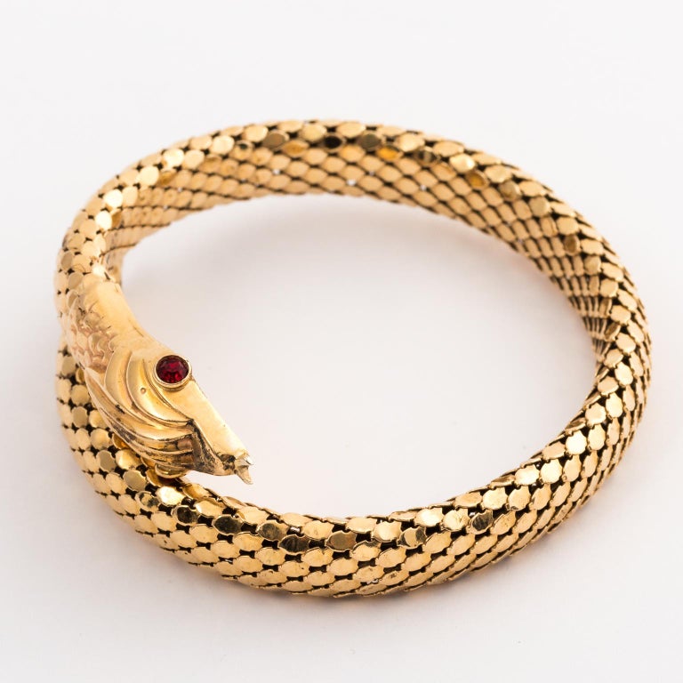 18 Karat Gold Serpent Bracelet with Ruby Eyes at 1stDibs gold snake