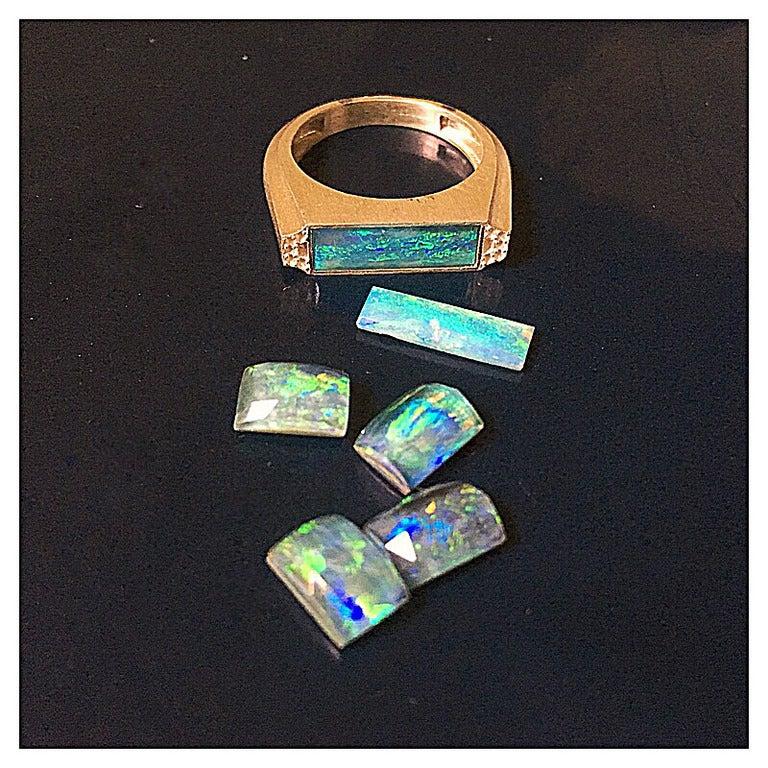 For Sale:  18 Karat Gold Signet Ring with Diamonds and Boulder Opal 4