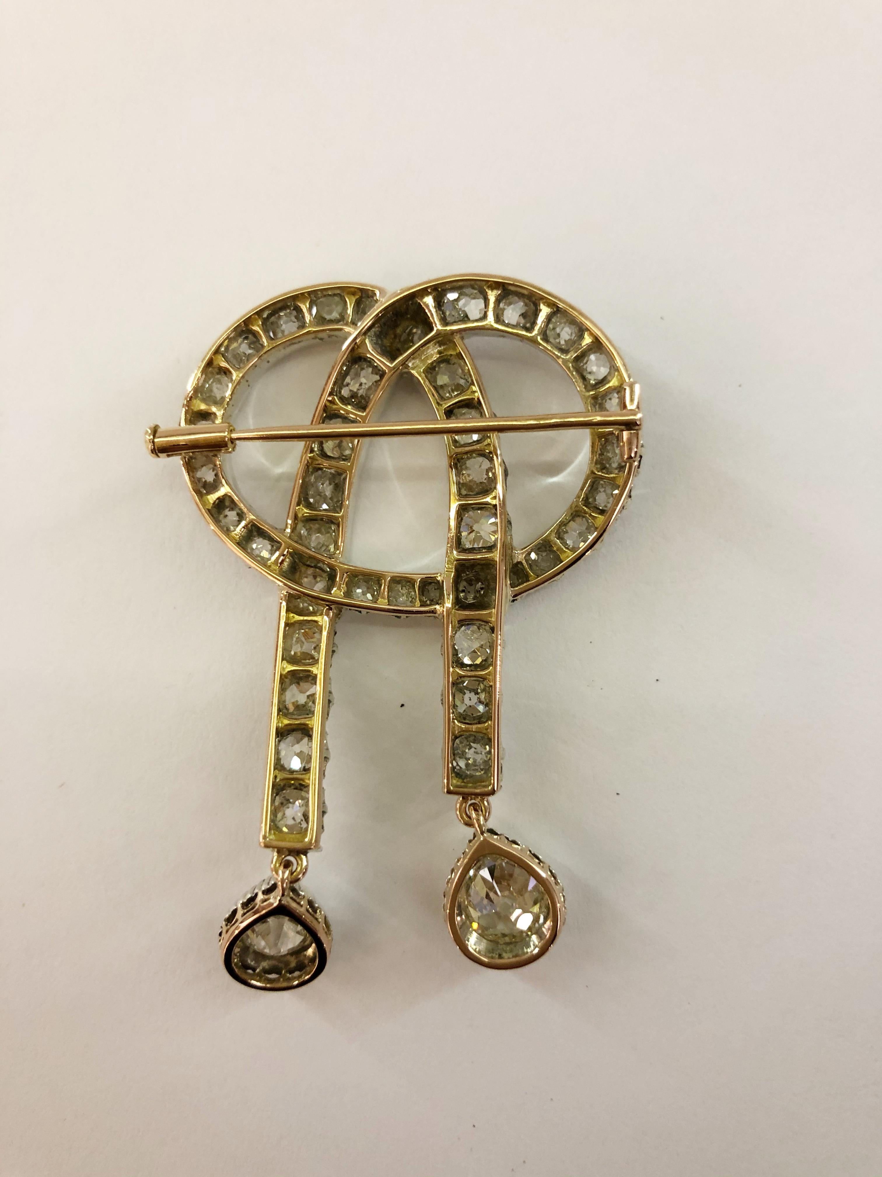 18 Karat Gold Silver and Diamond Brooch In Good Condition For Sale In Palm Springs, CA