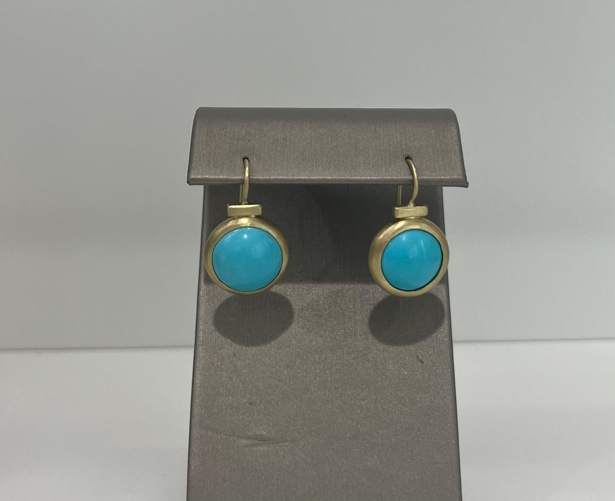 18k Gold Sleeping Beauty Turquoise Bezel Earrings with Gold Bar

17mm x 15 mm 

ER12-Turq
