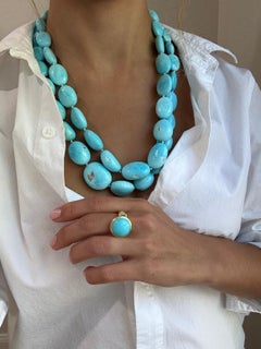 Faye Kim 18 Karat Gold Sleeping Beauty Turquoise Nugget Necklace