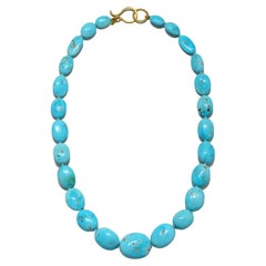 18 Karat Gold Sleeping Beauty Turquoise Nugget Necklace