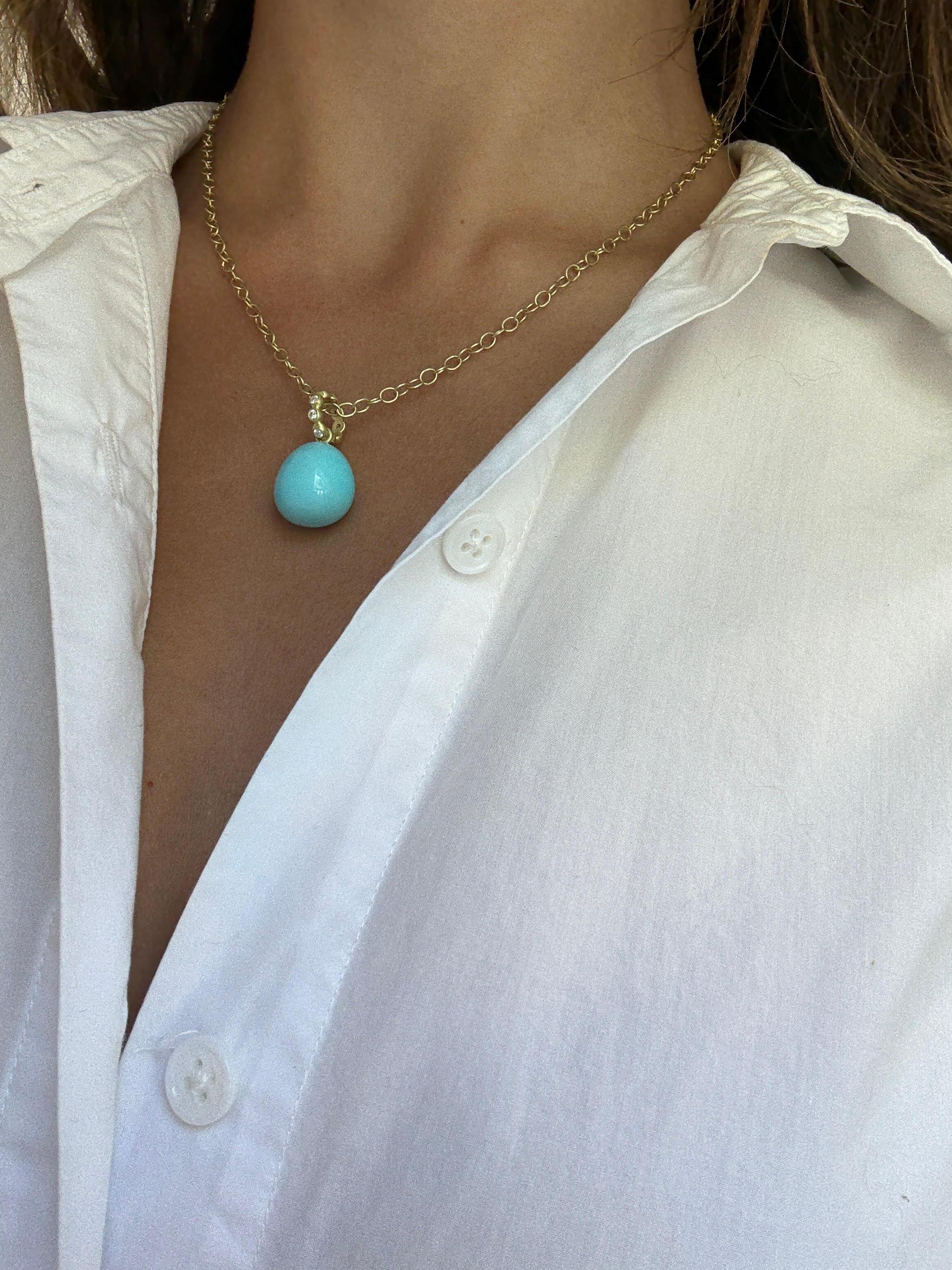 Contemporary 18 Karat Gold Sleeping Beauty Turquoise Nugget Pendant For Sale