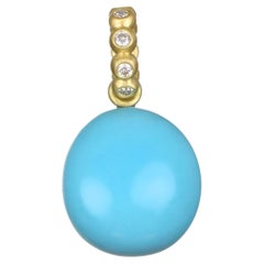 18 Karat Gold Sleeping Beauty Turquoise Nugget Pendant