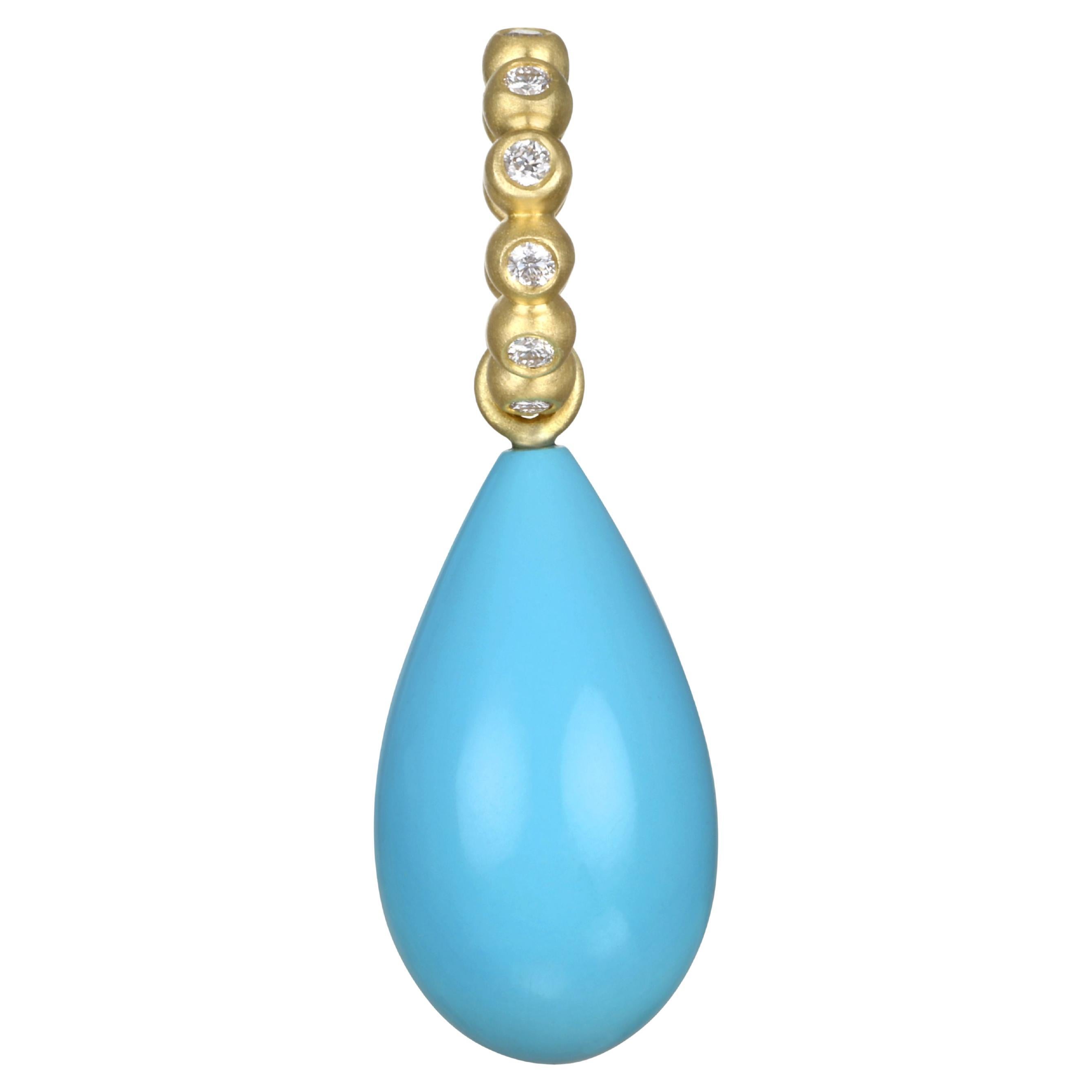 18 Karat Gold Sleeping Beauty Turquoise Pendant