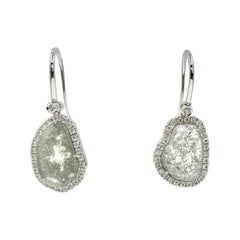 18 Karat Gold Sliced Diamond and Diamonds Italian Earrings