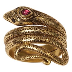 18 Karat Gold Snake Ring with Ruby
