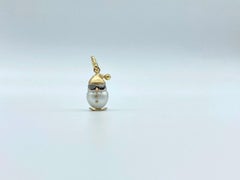 18 Karat Gold Snowboarder Snowman Australian Pearl Pendant Necklace or Charm