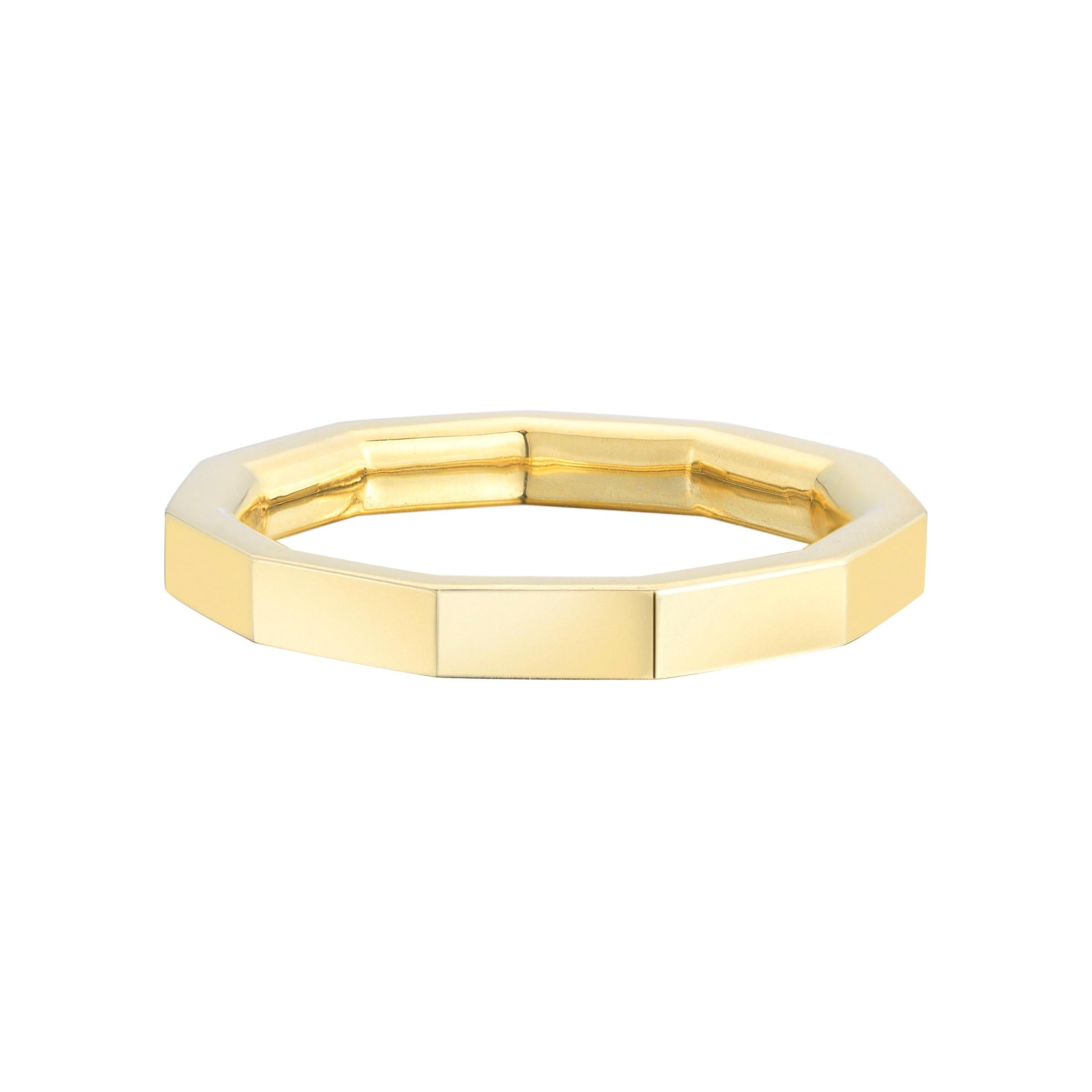 18 Karat Gold Solid Hendecagon Ring For Sale