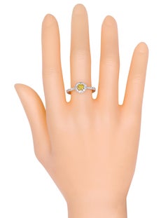 18 Karat Gold Solitär-Ring mit gelben und weißen Diamanten