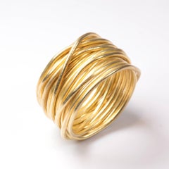 18 Karat Gold 'Spaghetti' Wrapped Wire Contemporary Ring Handmade, Disa Allsopp