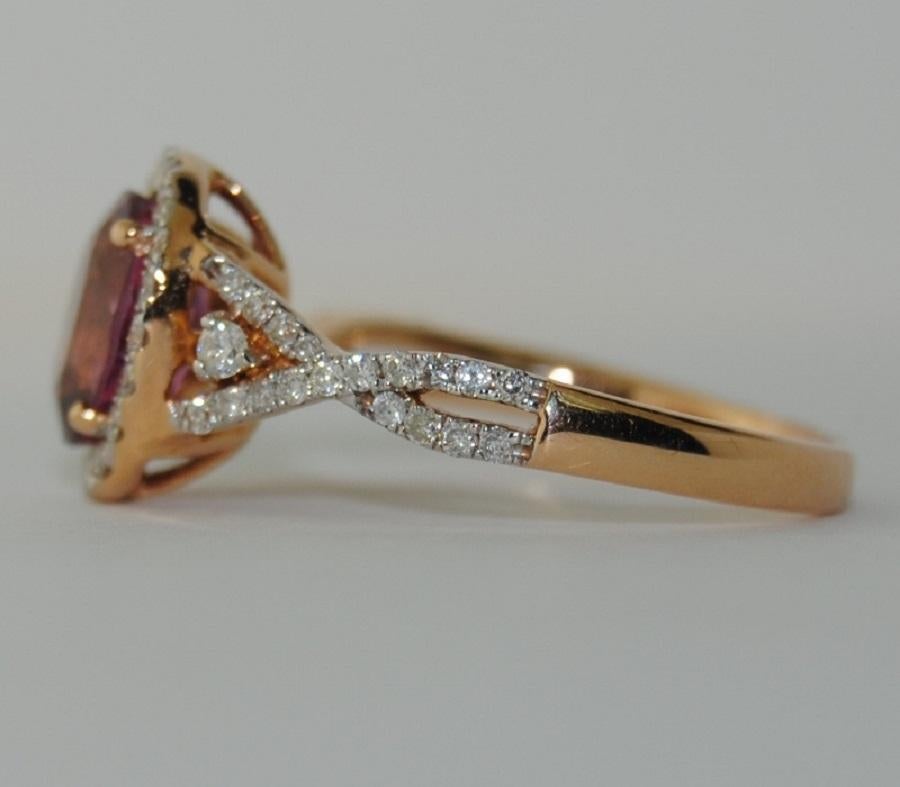 Modern 18 Karat Gold Spinel and Diamond Ladies Ring For Sale