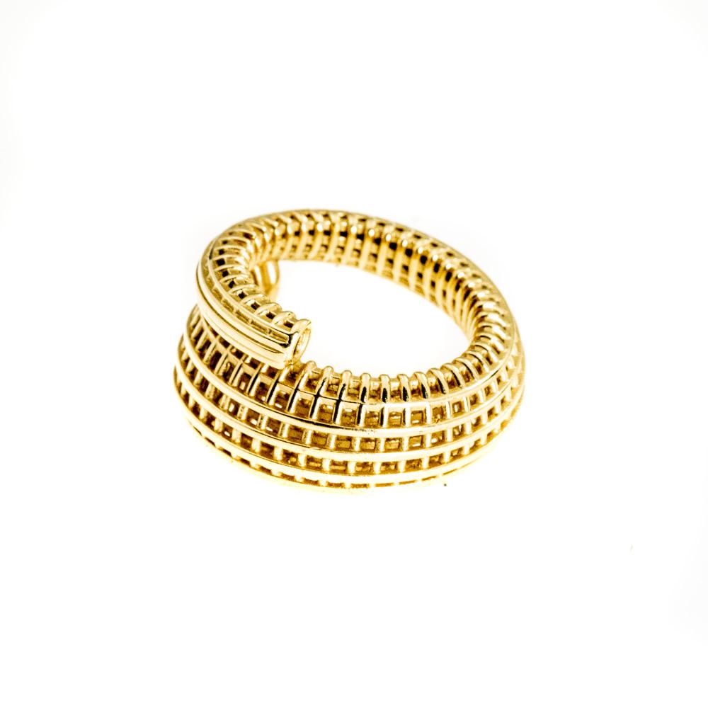 18 Karat Gold Spiral Net Ring In New Condition For Sale In Herzeliya, IL