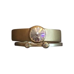 Spirit Sun Diamond Engagement Ring and Wedding Band, 18 Karat Gold