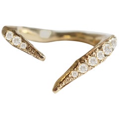18 Karat Gold Split Ring Band with Diamonds