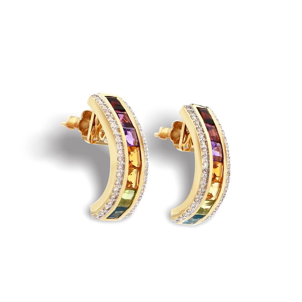 gold hoop earrings with gemstones