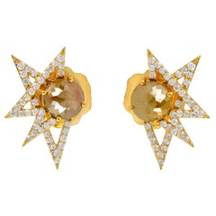 Fancy Diamond 18 Karat Gold Spike Stud Earrings