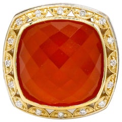 18 Karat Gold Sterling Silver 0.32 Carat Diamond Pave Quartz Cocktail Ring