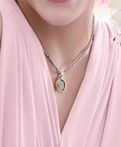 18 Karat Gold, Sterling Silver and Diamond "Happiness" Charm Necklace