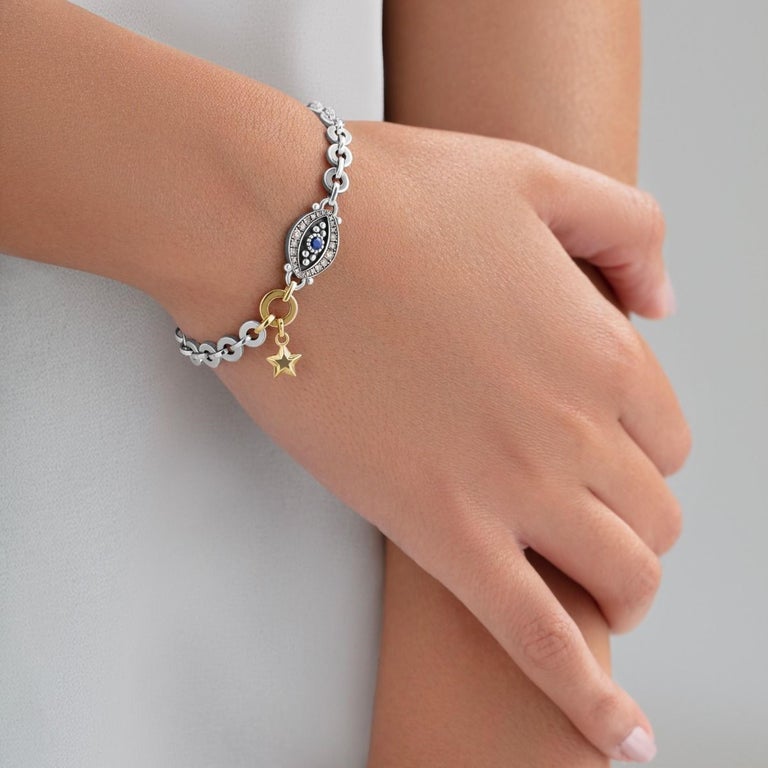 Eye Cord Sterling Silver Bracelet plated in 18K Gold main image 1
